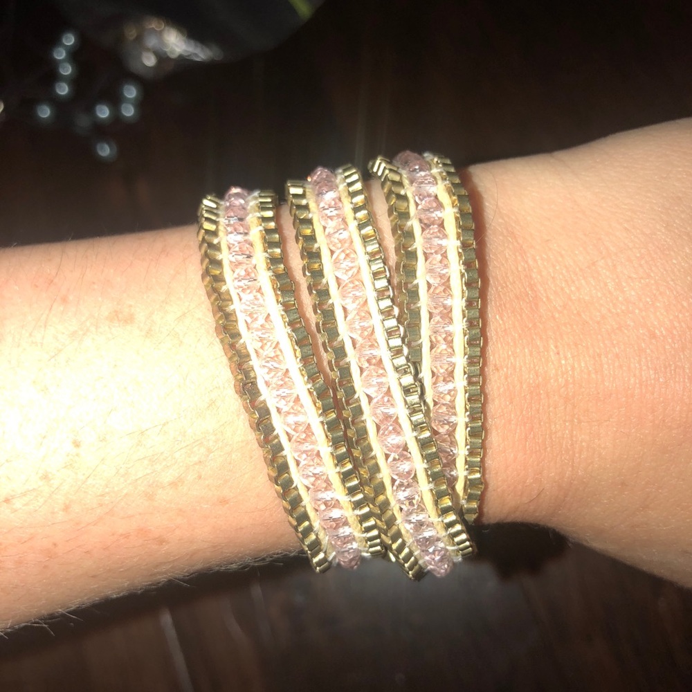 Gold and Pink wrap bracelet